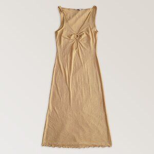 MOSCHINO Gold Party Christmas Maxi Dress, Elegant Translucent Dress